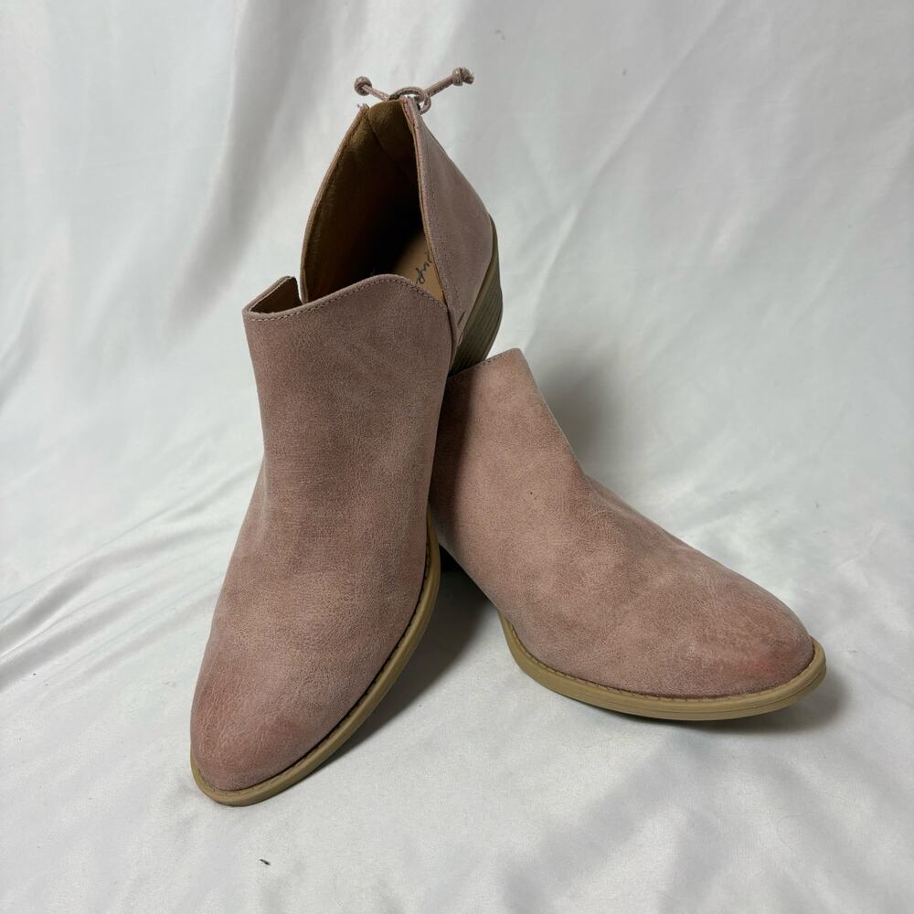 Qupid Blush Pink Suede Stacked Heel Ankle Boots Booties Women's US 10 - Picture 8 of 8
